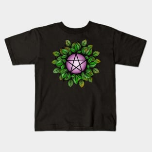 Leafy Pink Pentagram T-Shirt Kids T-Shirt